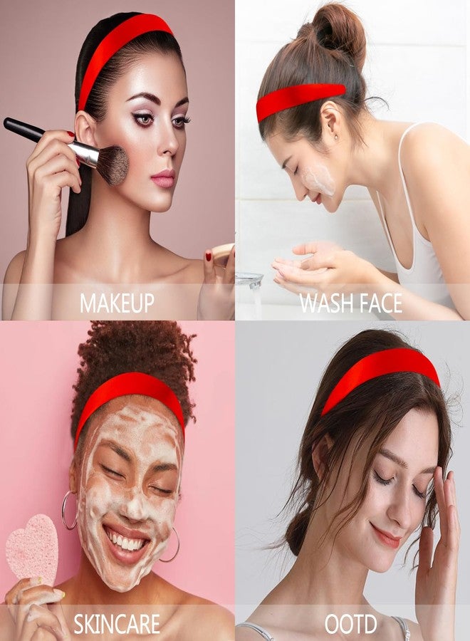 SuPoo Red Headbands for Women Girls Silk Satin Headbands Non Slip Fashion DIY Hair Band Trendy y2k Holiday Hair Accessories Diademas Para Mujer - Image 4